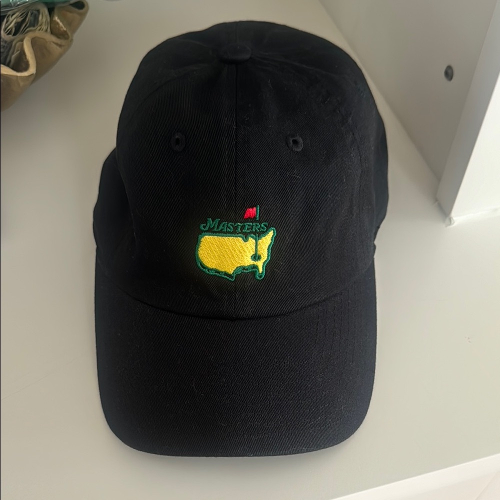Masters Black Golf Hat with Yellow Logo